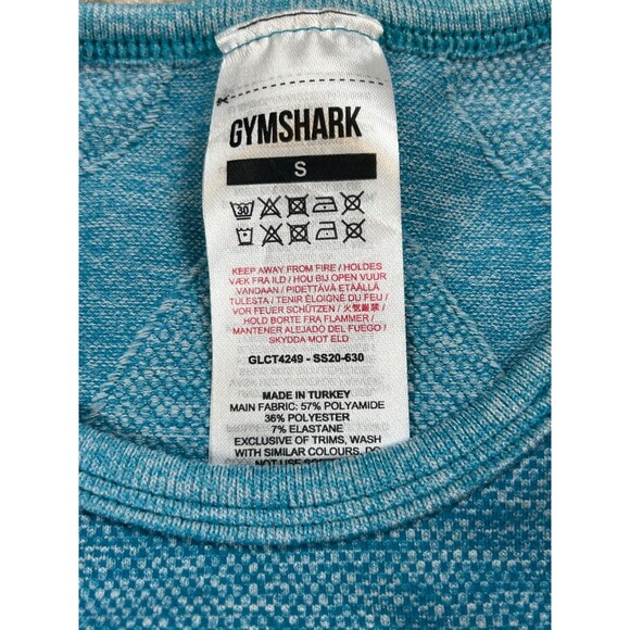 Gymshark Crop Top Women's Small Blue Seamless Long Sleeve Stretch Athletic - Picture 6 of 7